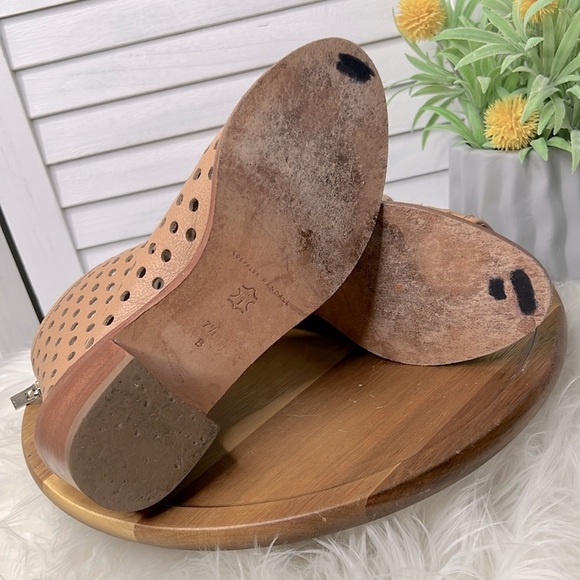 LOEFFLER RANDALL Lone Leather Open Toe Boot Bootie Neutral Back Zip Bohemian 7.5 - Picture 12 of 13